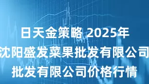 日天金策略 2025年7月28日沈阳盛发菜果批发有限公司价格行情